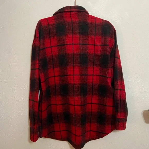 Steve Madden Sophia Red and Black Checkered Shacket - Picture 4 of 5